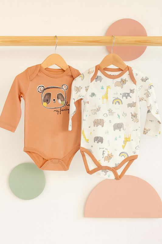 Pack of 2 bodysuits available in 3 colors