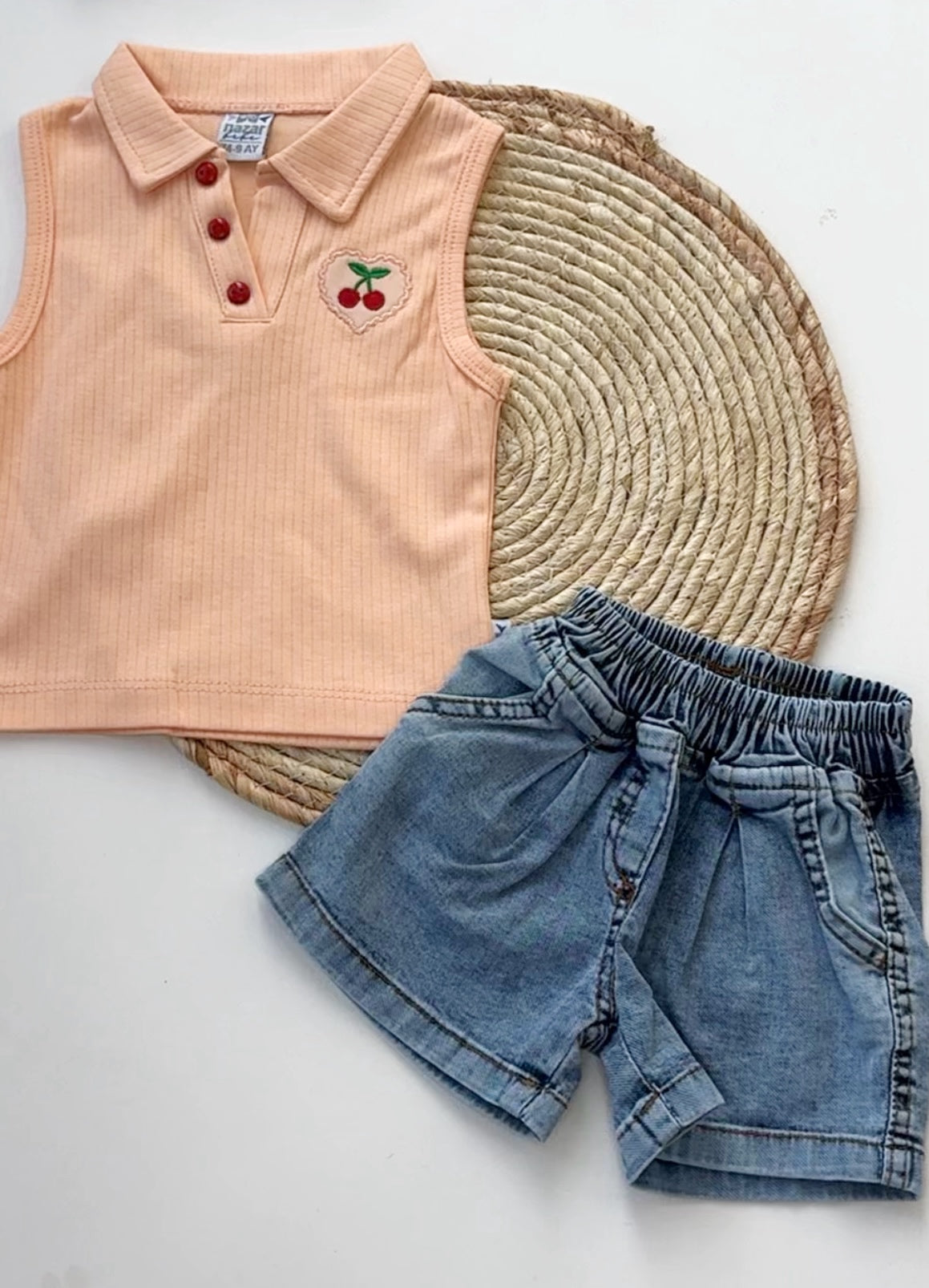 Denim shorts & cotton t-shirt set