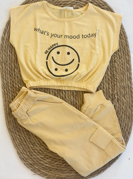 Yellow Sweatpant & Crop Top Set