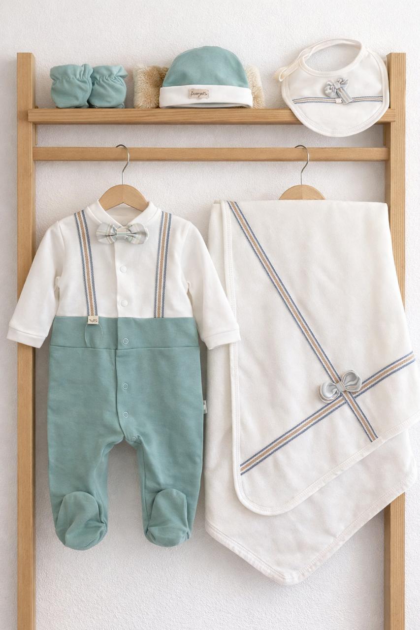 5 pieces cotton overall & blanket set