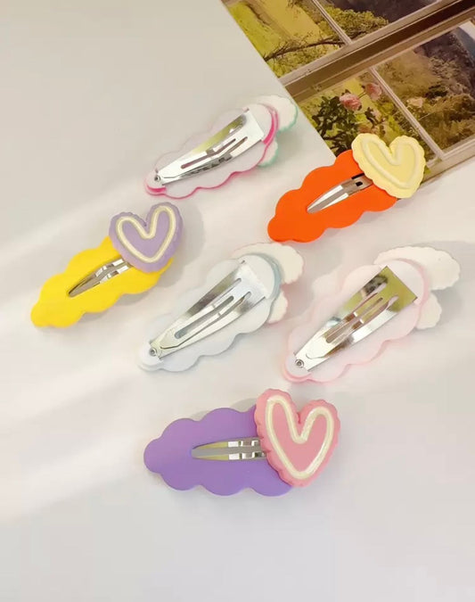 Set of 6 colorful hair clips