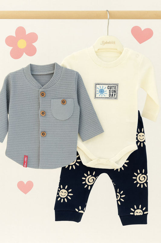 3 pieces cotton set available in 3 colors