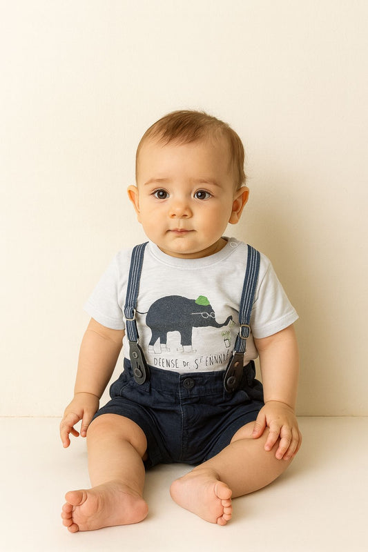 Tshirt & shorts with suspenders