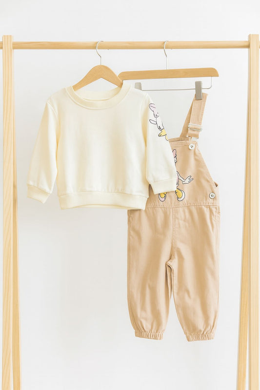 Cotton Salopette & Shirt Set