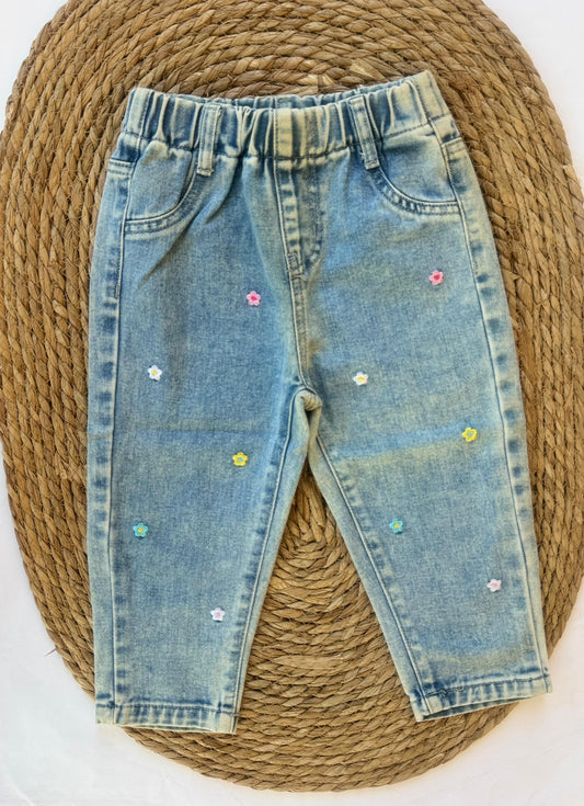 Denim Jeans with Flowers