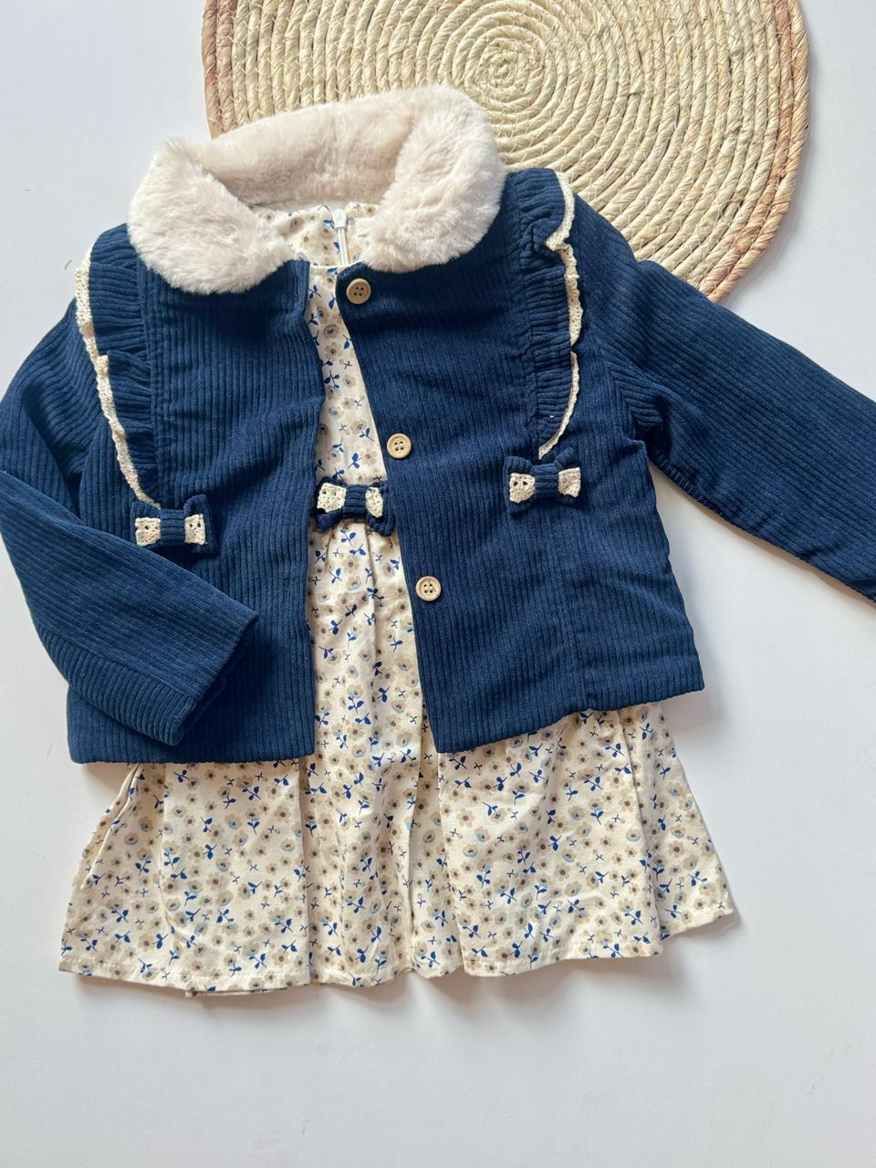 Wool Jacket & Cotton Dress set available in 2 colors