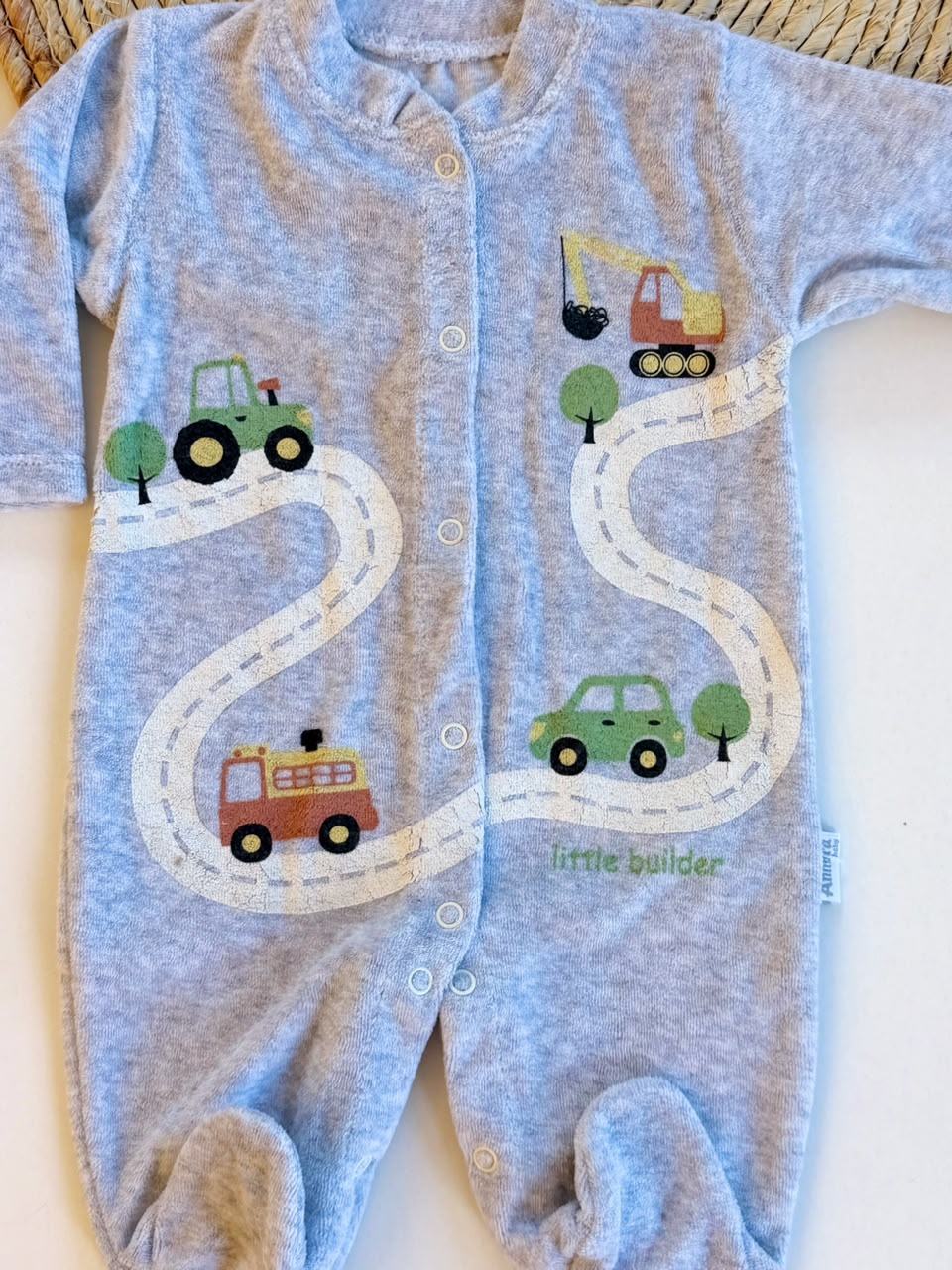 Grey velvet overall