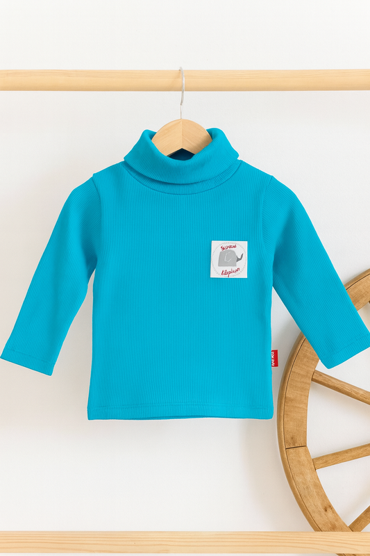 Blue cotton turtleneck