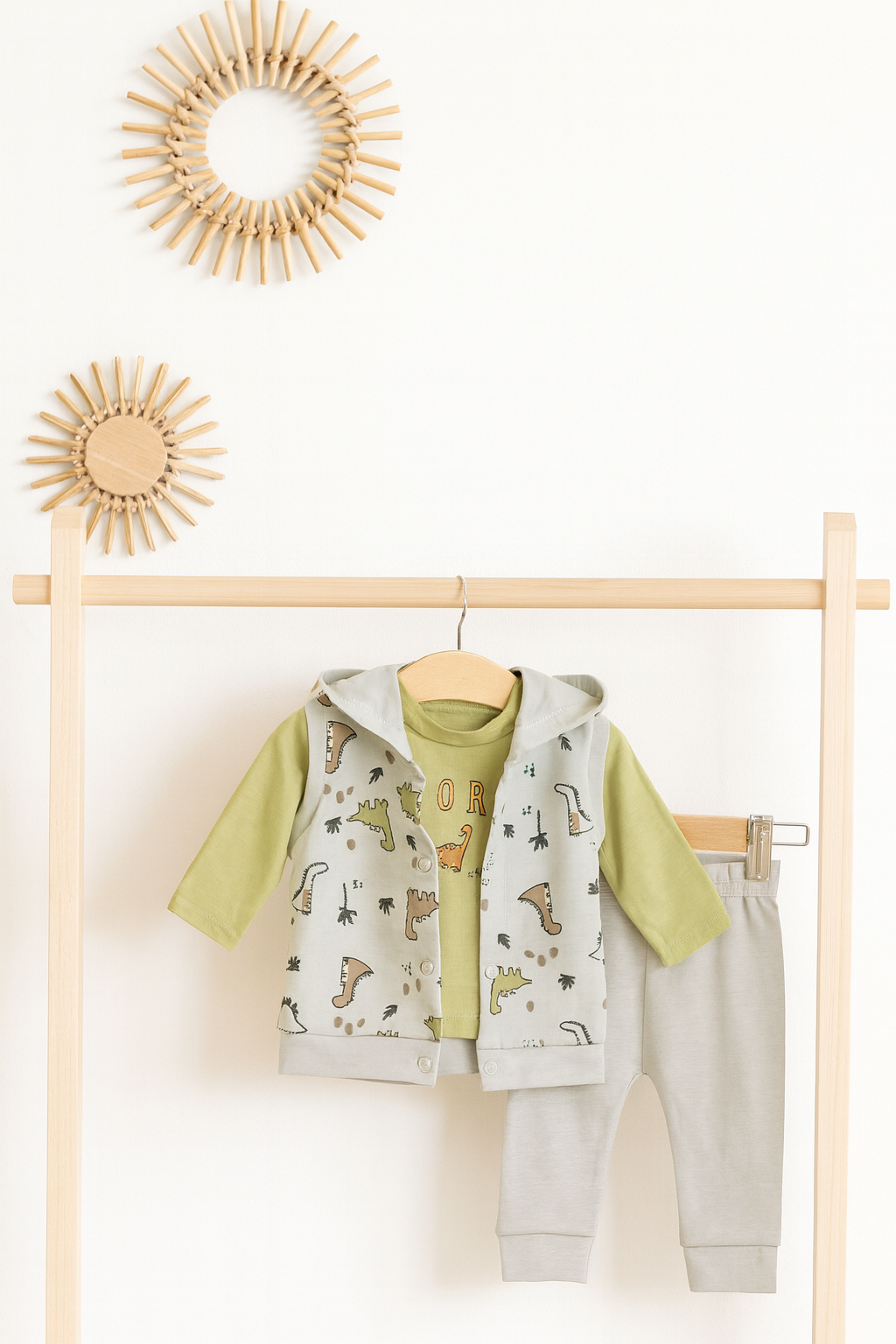3 pieces cotton dino set