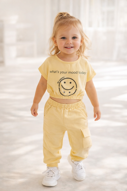 Yellow Sweatpant & Crop Top Set