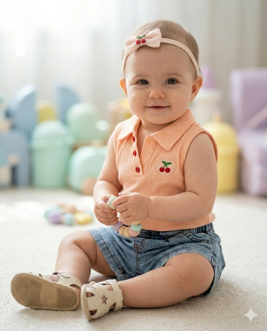 Denim shorts & cotton t-shirt set