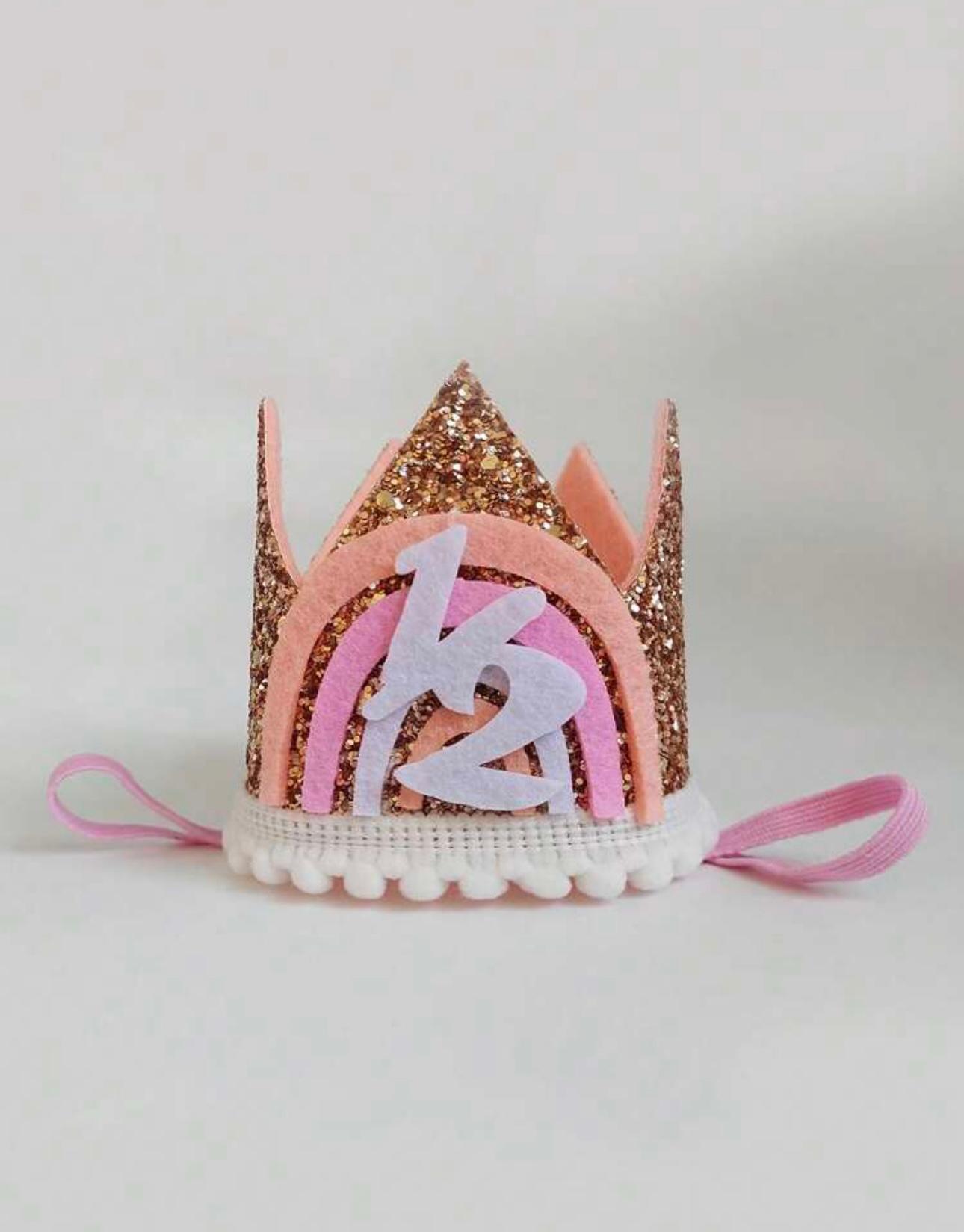 1/2 & 2 Years Rose Gold Rainbow Birthday Crown