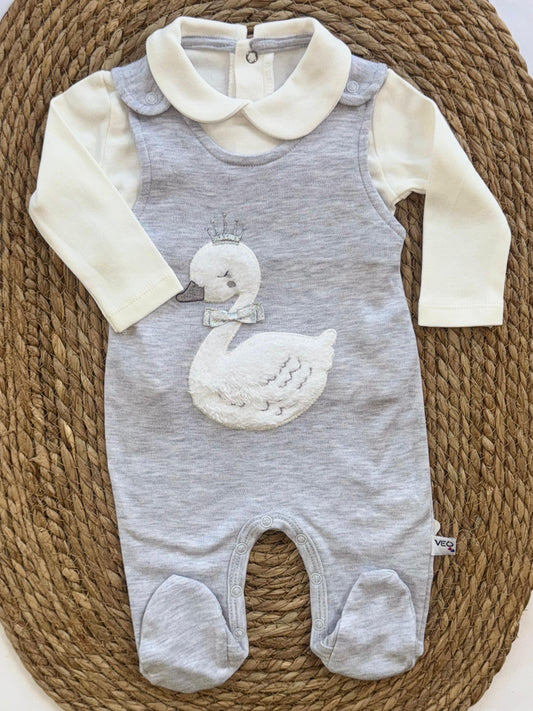 Cotton Grey Salopette with White Shirt
