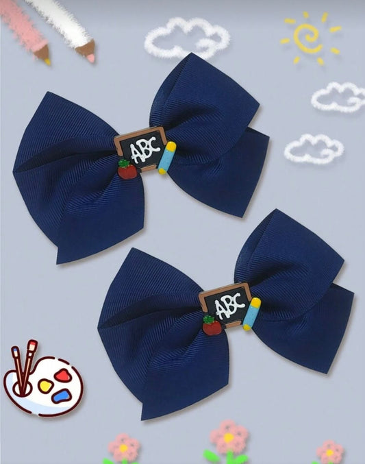 Set of 2 Navy ABC hair clips