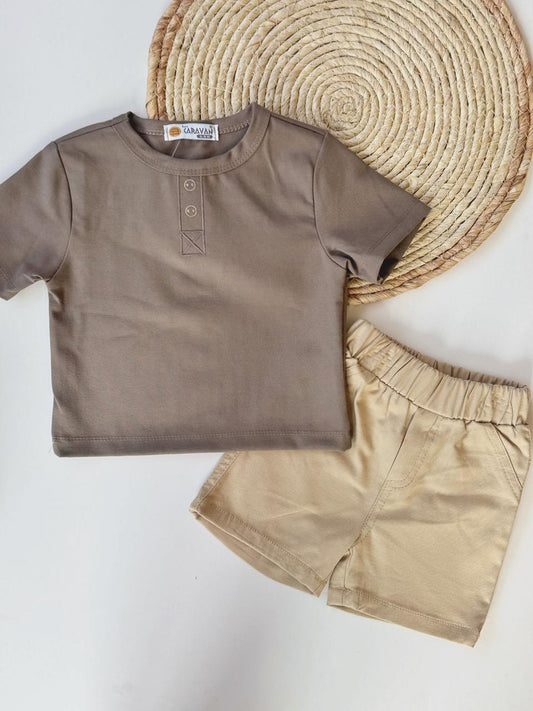 Cotton Tshirt & Soft Denim Shorts Set