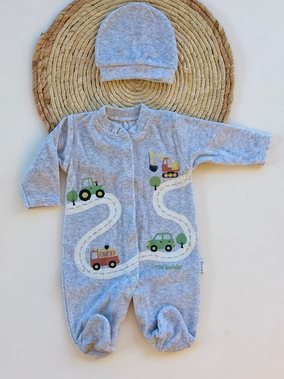 Grey velvet overall