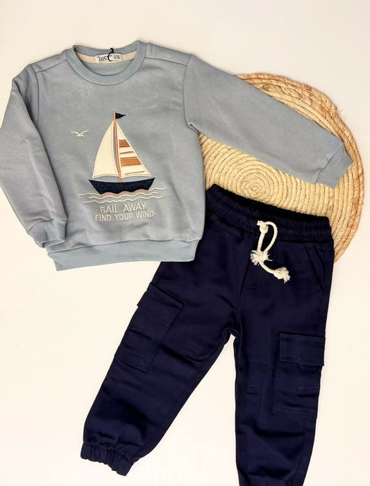 Fleece sweater & cargo pants set