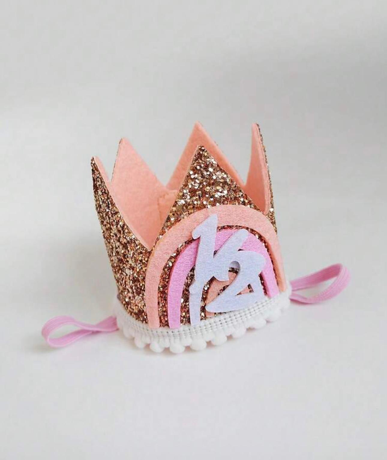 1/2 & 2 Years Rose Gold Rainbow Birthday Crown