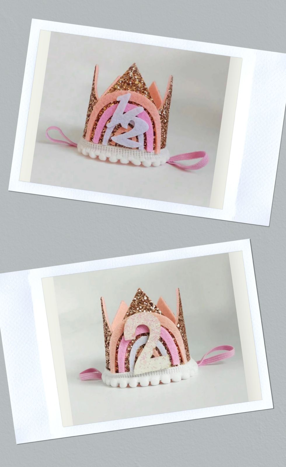 1/2 & 2 Years Rose Gold Rainbow Birthday Crown