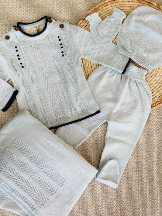 5 Pieces Triko Set with Blanket available in 2 colors