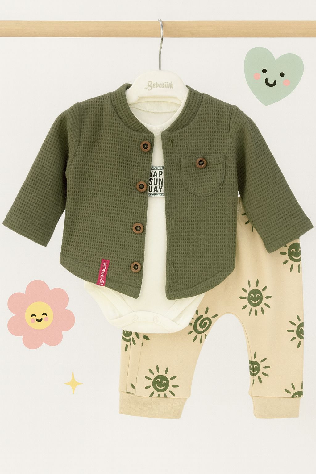 3 pieces cotton set available in 3 colors