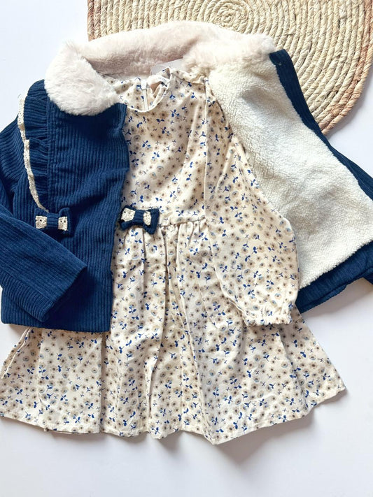 Wool Jacket & Cotton Dress set available in 2 colors