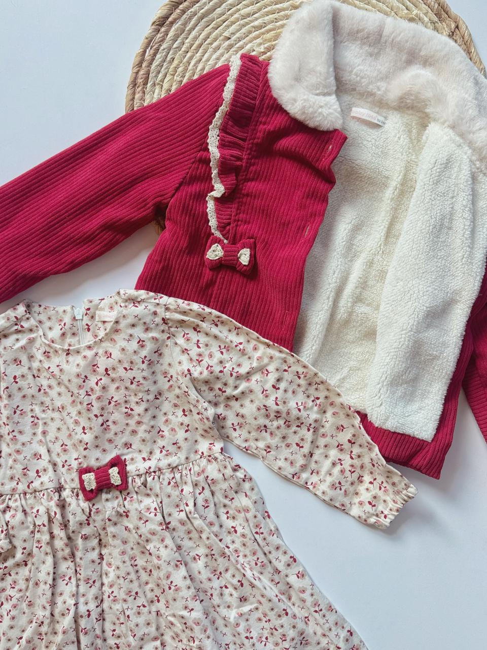 Wool Jacket & Cotton Dress set available in 2 colors