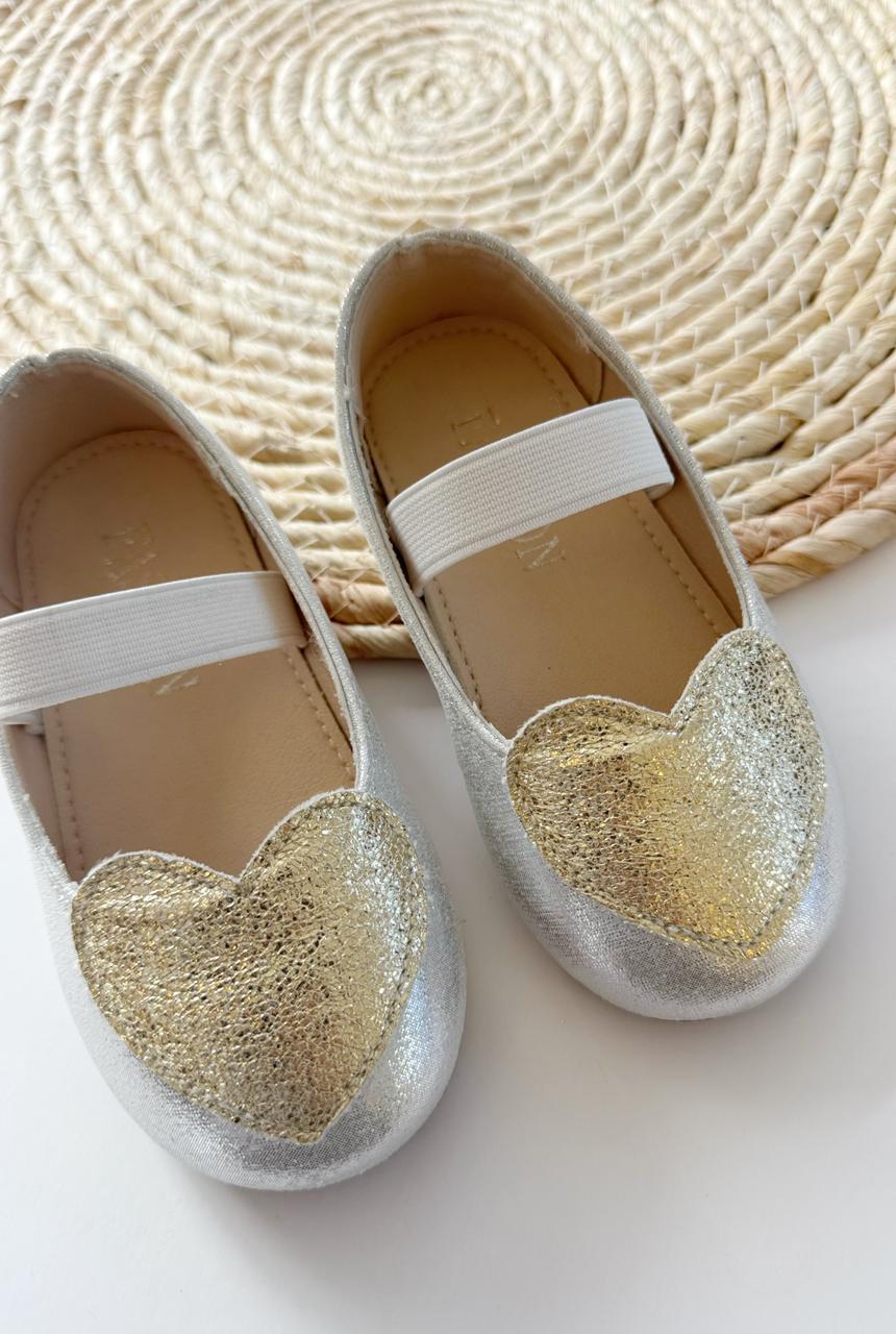 Silver & Gold Heart Ballerina