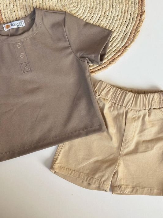 Cotton Tshirt & Soft Denim Shorts Set